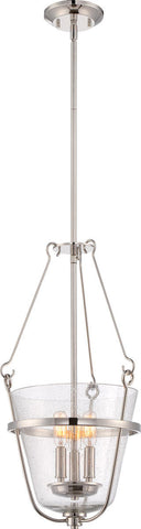 Nuvo Lighting 60-5289 Latham Collection Three Light Hanging Pendant in Polished Nickel Finish