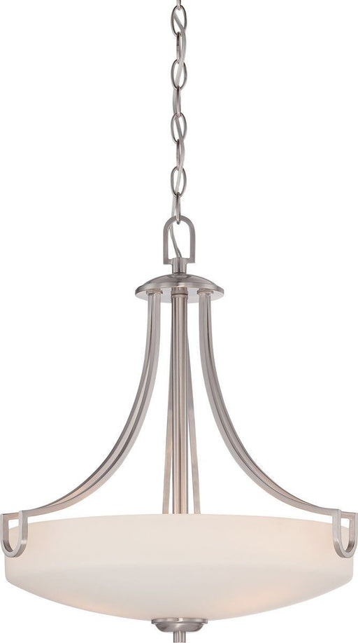 Nuvo Lighting 60-5294 Lola Collection Three Light Hanging Pendant Chandelier in Brushed Nickel Finish