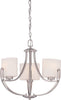 Nuvo Lighting 60-5298 Lola Collection Three Light Hanging Pendant Chandelier in Brushed Nickel Finish