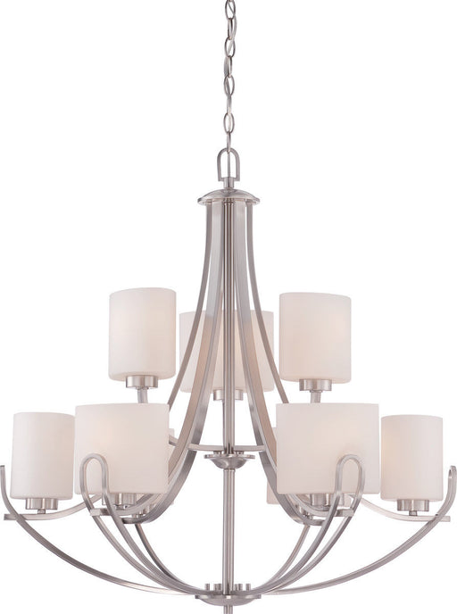 Nuvo Lighting 60-5299 Lola Collection Nine Light Hanging Pendant Chandelier in Brushed Nickel Finish