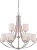 Nuvo Lighting 60-5299 Lola Collection Nine Light Hanging Pendant Chandelier in Brushed Nickel Finish