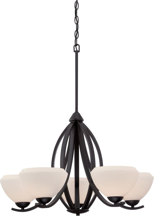 Nuvo Lighting 60-5465 Bali Collection Five Light Hanging Chandelier in Textured Black Finish