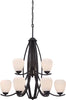 Nuvo Lighting 60-5469 Bali Collection Nine Light Hanging Chandelier in Textured Black Finish