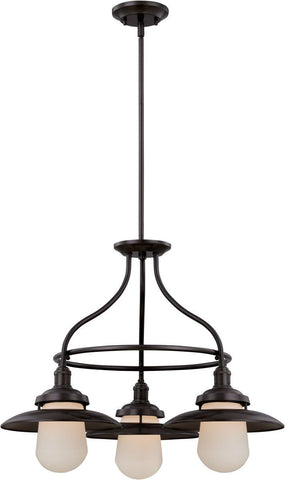 Nuvo Lighting 60-5523 Bayport Collection Three Light Hanging Chandelier in Aged Bronze Finish