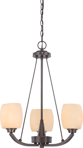 Nuvo Lighting 60-4205 Helium Collection Three Light Hanging Chandelier in Vintage Bronze Finish - Quality Discount Lighting