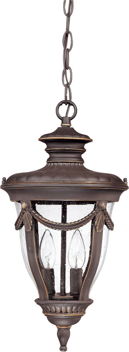 Nuvo Lighting 60-2048 Philippe Collection Two Light Exterior Outdoor Hanging Lantern in Belgium Bronze Finish