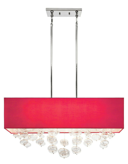 Kichler Lighting 83249 Imbuia Collection Six Light Linear Red String Shade Chandelier in Polished Chrome Finish