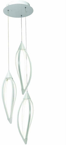 Elan by Kichler Lighting 83361 Meridian Collection LED Hanging Three Light Pendant Chandelier in White Finish