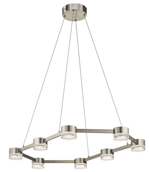 Elan by Kichler Lighting 83705 Avenza Collection LED Eight Light Hanging Pendant Linear Island Chandelier in Brushed Nickel Finish