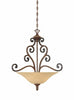 Designers Fountain Lighting 81531 BWG Montreaux Collection Three Light Hanging Pendant Chandelier in Burnished Walnut with Gold Accents Finish