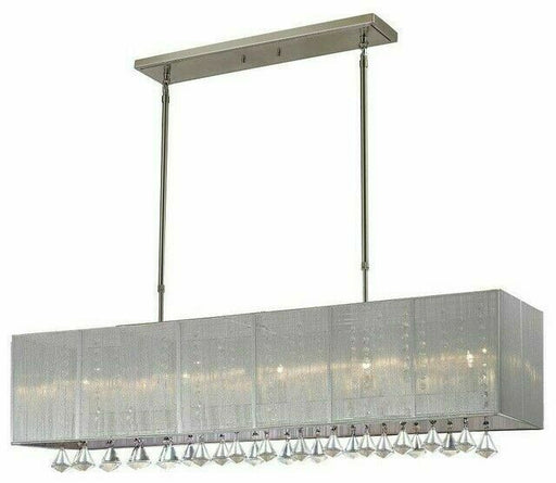 Z-Lite Lighting 892-45S Aura Collection Five Light with Crystals Hanging Island Chandelier in Brushed Nickel Finish