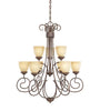 Designers Fountain Lighting 99389 AUB Belaire Collection Nine Light Hanging Chandelier in Aged Umber Bronze Finish