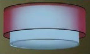 Rainbow Lighting Custom CDS-MD124-1 Four Light Flush Drum Ceiling Fixture in Red and White Linen Fabric