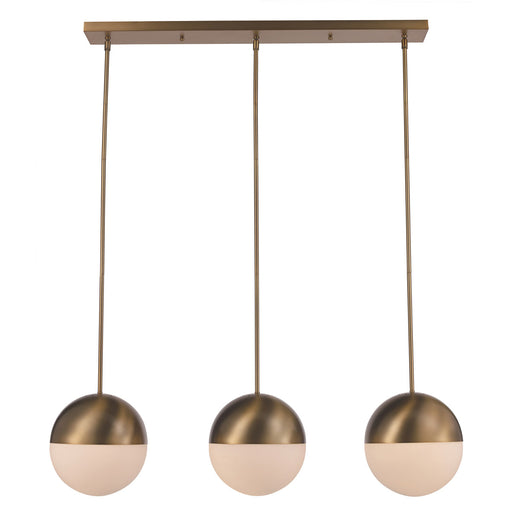 Trans Globe Lighting PND-2075 SG Expedition Collection Three Light Linear Pendant Chandelier in Satin Gold Finish