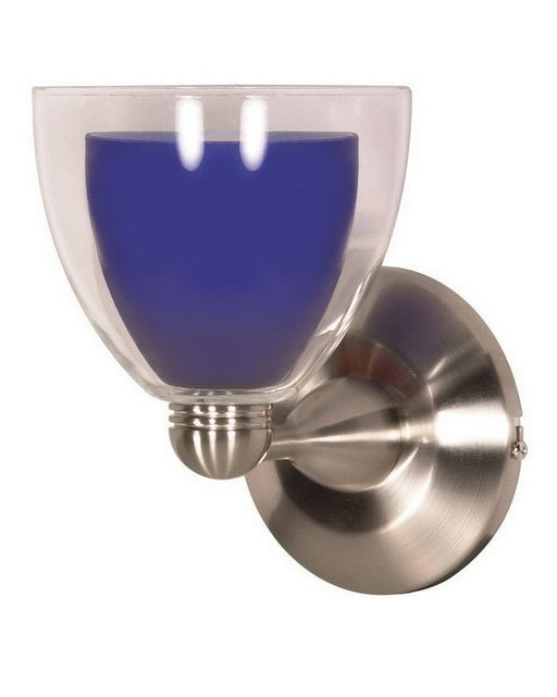 Nuvo Lighting 60-700 One Light Wall Sconce in Brushed Nickel Finish and Cobalt Blue Glass - Quality Discount Lighting