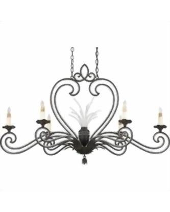 Quoizel Lighting RBT644 SM Six Light Island Chandelier in Serengeti Black and Mayan Gold Leaf Finish - Quality Discount Lighting
