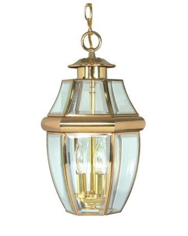 Nuvo Lighting 60-778 La Cage de Verre Collection Exterior Outdoor Hanging Lantern in Polished Brass Finish - Quality Discount Lighting