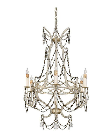 Quoizel Lighting RMS5006 AH Marseilles Collection Six Light Chandelier in Antique Silver Leaf Finish - Quality Discount Lighting