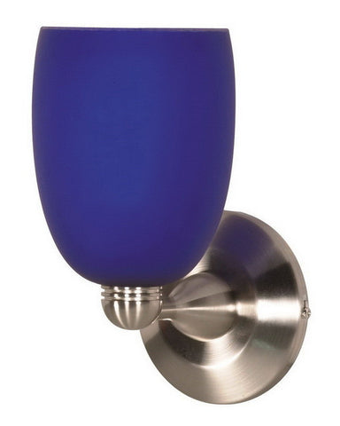 Nuvo Lighting 60-691 One Light Wall Sconce in Brushed Nickel Finish and Cobalt Blue Brandy Glass - Quality Discount Lighting