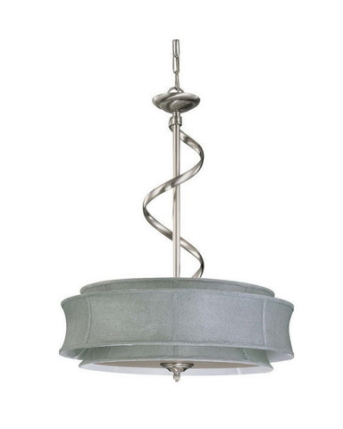 Nuvo Lighting 60-3872 Darwin Collection Three Light Energy Star Efficient Fluorescent GU24 Pendant Chandelier in Brushed Nickel Finish - Quality Discount Lighting