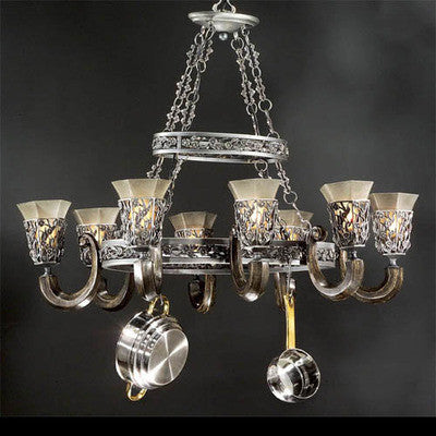 Stylicon by Thomas Lighting AB1304 STG Royal Conservatory Collection 8 Light Pot Rack Chandelier in Sterling Patina Finish - Quality Discount Lighting