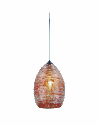 Epiphany Lighting PCP140 BN One Light Mini Pendant in Brushed Nickel Finish and Collton Red Glass
