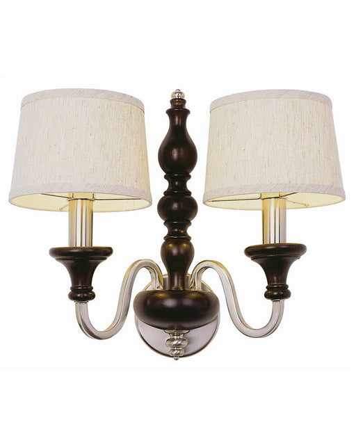 Trans Globe Lighting 6302 BWP New Century Collection 2 Light Wall Sconce in Brown Wood Pewter Finish