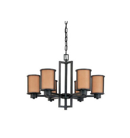 Nuvo Lighting 60-3826 Odeon Collection Six Light Energy Star Efficient Fluorescent GU24 Chandelier in Aged Bronze Finish - Quality Discount Lighting