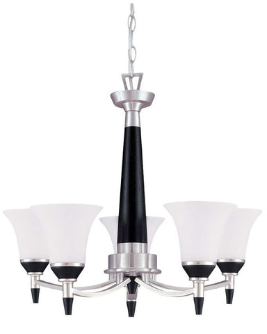 Nuvo Lighting 60-2455 Keen Collection Five Light Energy Star Efficient Fluorescent GU24 Chandelier in Brushed Nickel Finish - Quality Discount Lighting