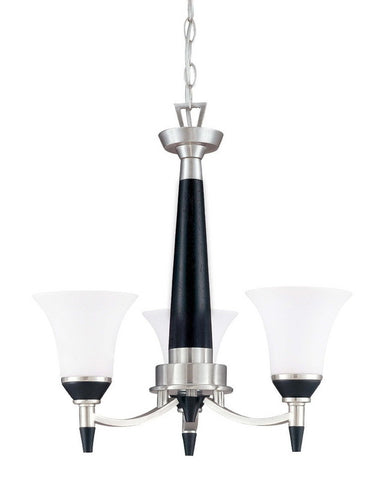 Nuvo Lighting 60-2454 Keen Collection Three Light Energy Star Efficient Fluorescent GU24 Chandelier in Brushed Nickel Finish - Quality Discount Lighting
