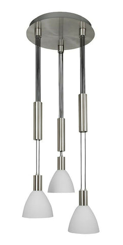 AFX CNP340027LSNPWH Centre Collection Three Light LED Pendant in Satin Nickel Finish