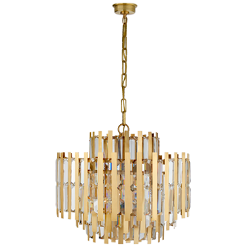 Ambrois Model #VC20K7 Thirteen Light Chandelier in Hand-Rubbed Antique Brass with Crystal