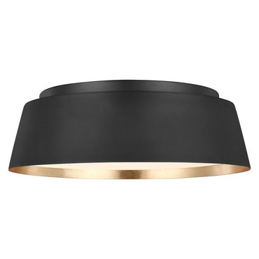 Asher Model #1003 Three Light Flush Ceiling Fixture in Midnight Black or Matte White with Gold Leaf Finish