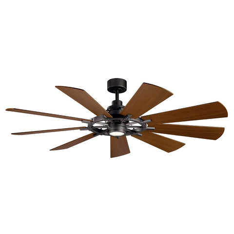 Gentry 300265 LED 65" Ceiling Fan in Anvil Iron or Distressed Black or Weathered Zinc Finish