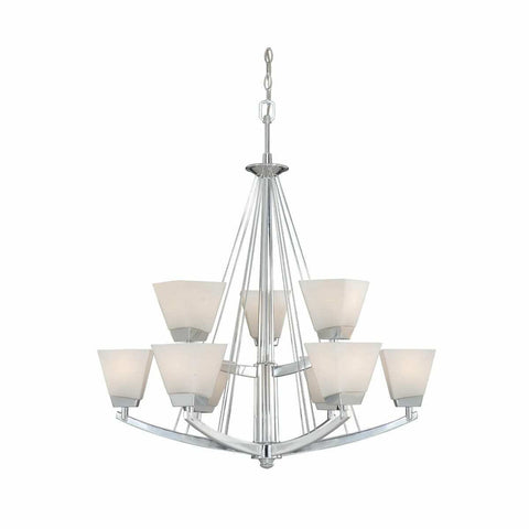 Vaxcel Lighting KD-CHU009 BN Kendall Collection Nine Light Hanging Chandelier in Polished Chrome Finish