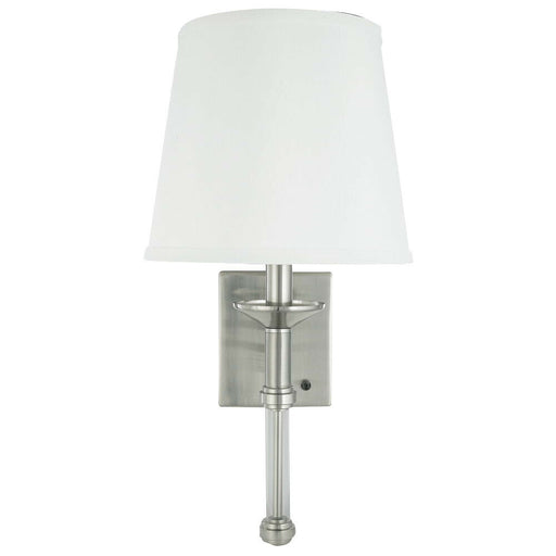 Quoizel Lighting Q1073 BN White Fabrice Shade Wall Sconce in Brushed Nickel Finish