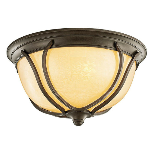 Kichler Lighting 449144 OZFL Pasadena Collection Two Light LED Outdoor Exterior Ceiling Mount in Olde Bronze Finish